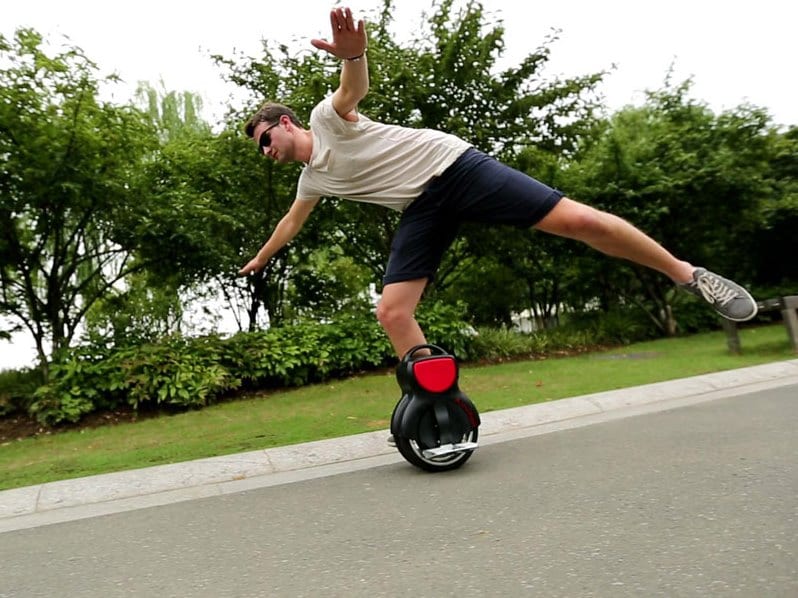 electric unicycle trick one leg